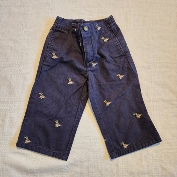 Janie and Jack boys size 12-18 months mallard duck embroidered pants, VGUC - Picture 1 of 7